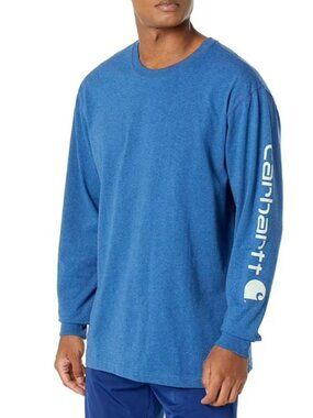 Carhartt Men's Blue Long Sleeve Logo Tee Size XL